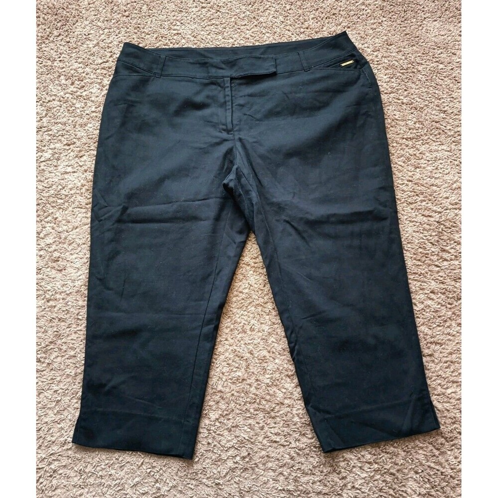 Anne Klein Signature Capri Pants Women Size 18W Black Cropped Minimalist Career